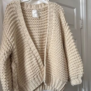 Anthropologie Cream Chunky Knit Cardigan